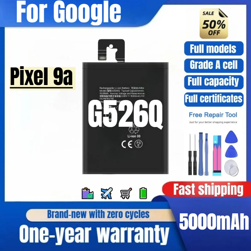 

G526Q for Google Pixel 9a Mobile Phone Battery 0 Cycle High Quality High Capacity Replacement Bateria Grade A Cell with Tools