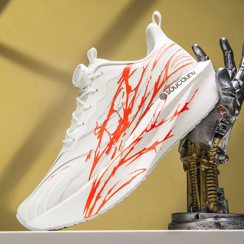 

Sports and leisure shoes, men's shoes, marathon oversized air cushioned shoes, fly woven all season rubber, wear-resistant, anti