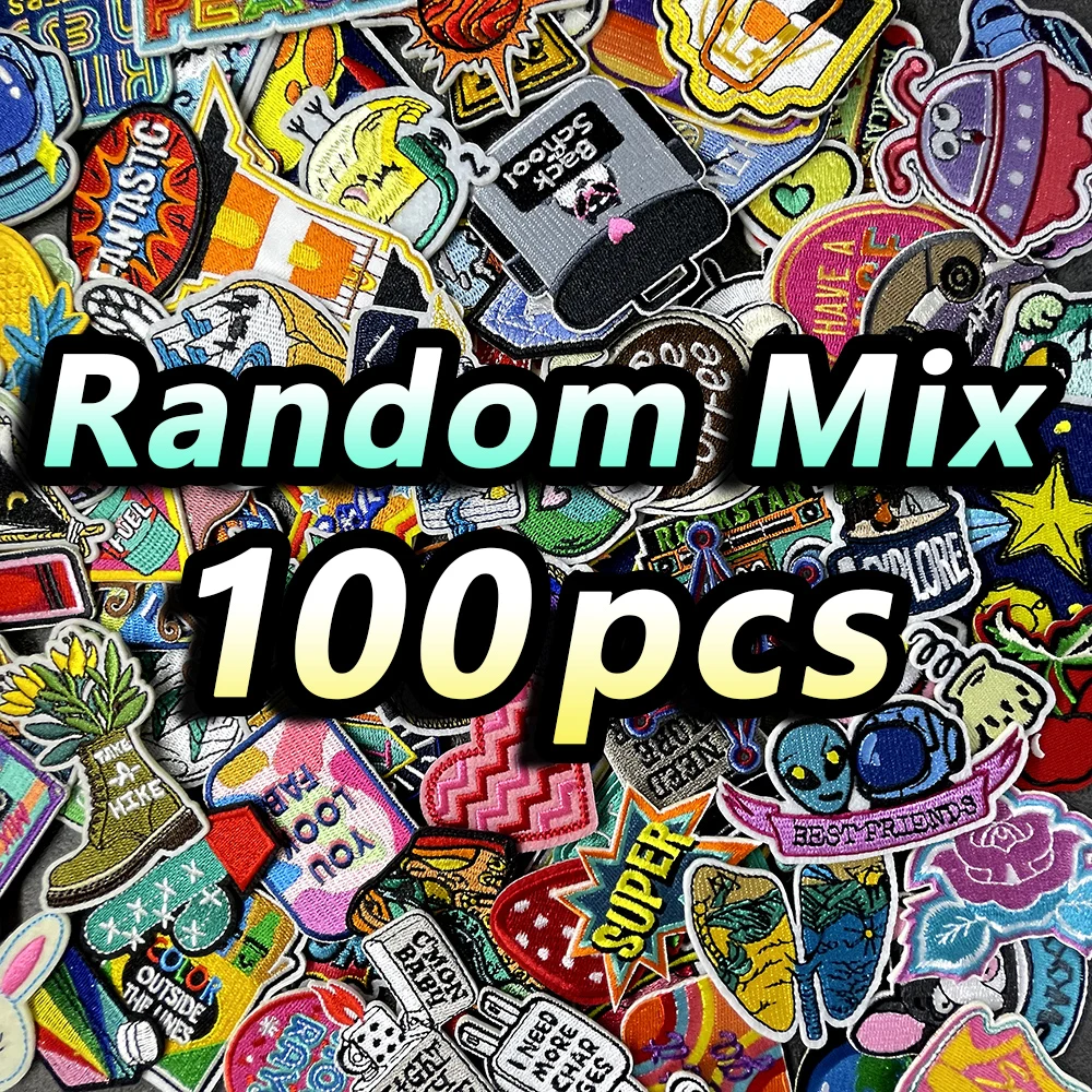 random-mix-100-pieces-patches-embroidery-applique-ironing-clothing-supplies-decorative-fabric-decoration-apparel-sewing-supplies