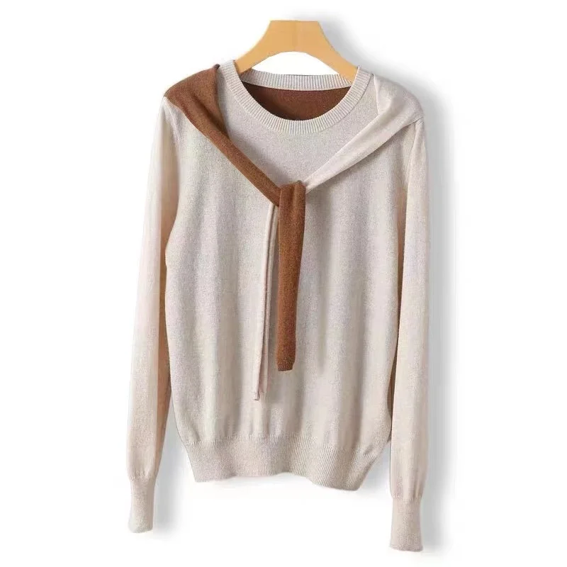 

2023 New Autumn Winter Cashmere fake two-piece sweater Knitwear Women Cashmere Sweater Soft Cashmere