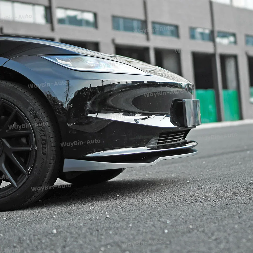Front Lip For 2024 Tesla Model 3 Highland DC Sport Bumper Lip Front Guard Trim Spoiler ABS Black Carbon Body kit Auto Accessorie