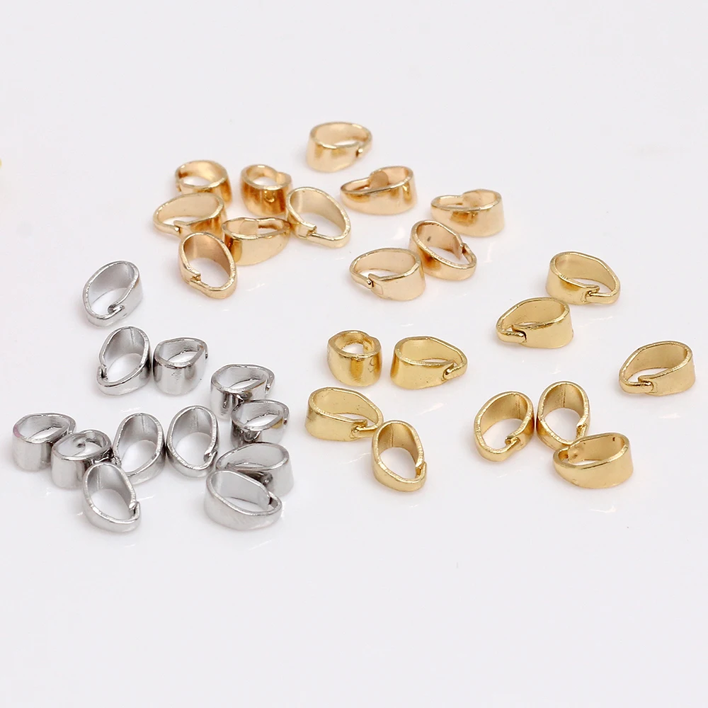 20/40pcs 18K Gold Plating Brass Pendant Bail Clasps Necklace Hooks Clips Connector for DIY Jewelry Making Accessories Wholesale