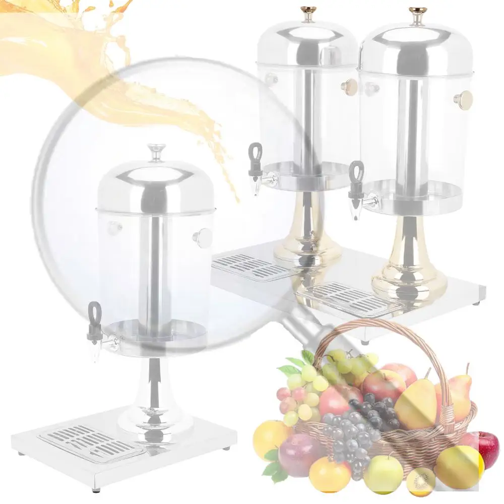 

2.1/4.2 Gallon Drink Dispensers with Ice Container and Stainless Steel Drip Trays Beverage Dispenser with Stand for Parties
