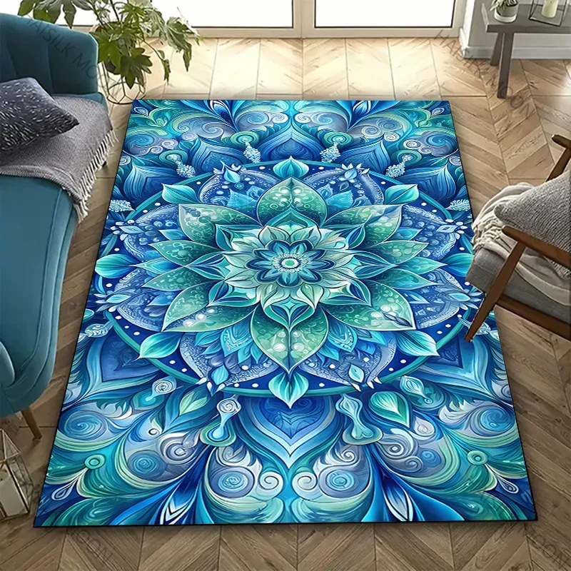 ZYColor Four Seasons Home Non-Slip Carpet Mandala Flower Rug for Living Room Bedroom Sofa Office Large Area Decorative Mat Gift