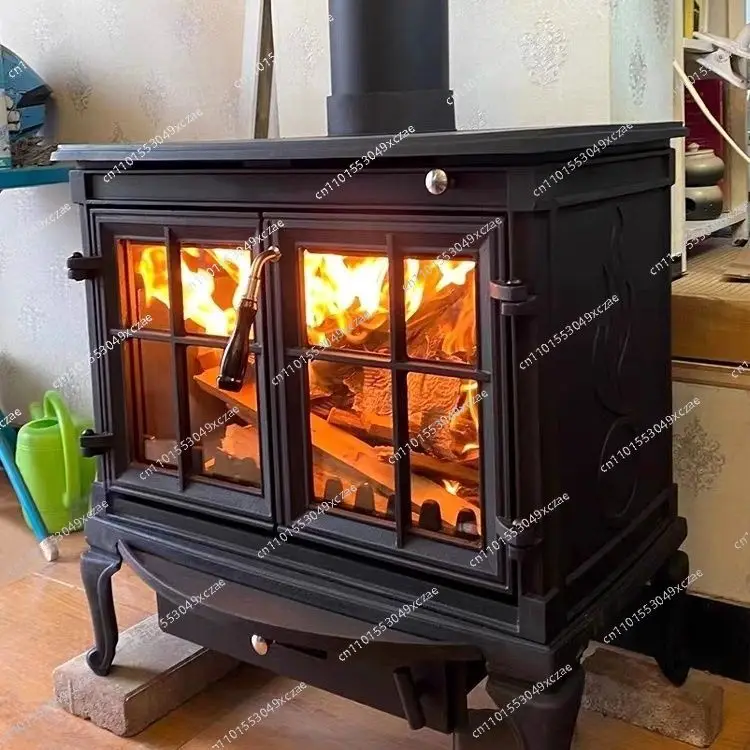 

New wood stove indoor retro cast iron wood burning real fire fireplace European-style home villa homestay quick heating furnace