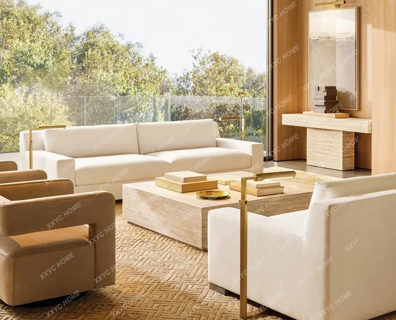 

Wabi-sabi wind cave stone rectangular living room coffee table light luxury tea table coffee table