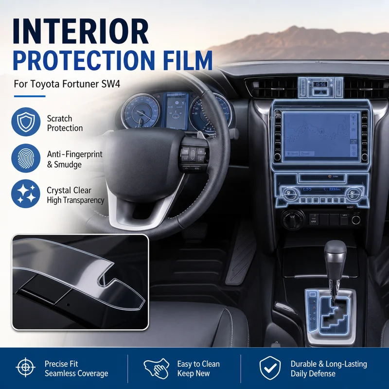 For Toyota Fortuner SW4 Interior Paint Protection Film Navigation Screen Film Center Console Protective Sticker