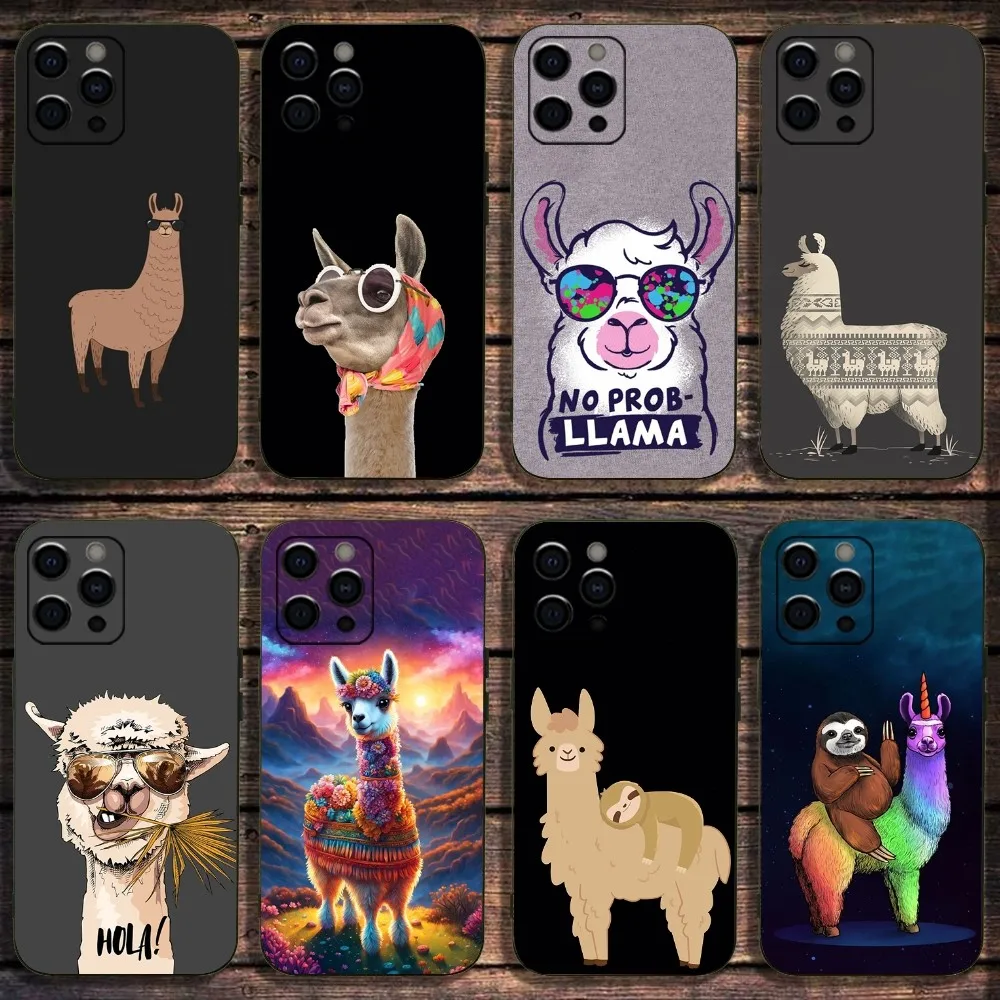 Lama Llama Alpacas Phone Case For Apple iPhone 15,14,13,12,11,Pro,X,XS,Max,XR,Plus,Mini Soft Black Cover