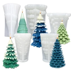 3D Geometry Christmas Tree Candle Silicone Mold Pine Soap Resin Gypsum Mould Cedar Chocolate Making Kit Christmas Decor DIY Gift