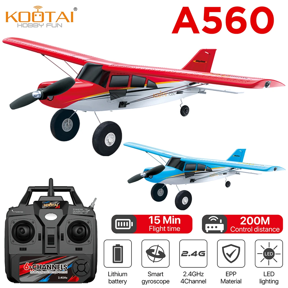 

KOOTAI HOBBY FUN A560 RC Самолет 2,4 ГГц 4 канала 200 м RC Расстояние EPP Скользящий RC Самолет