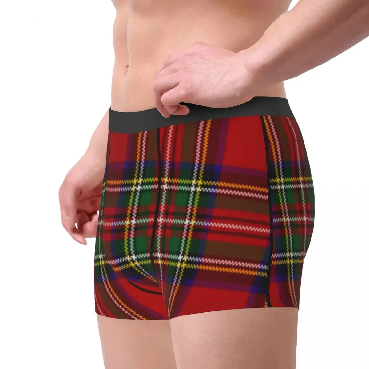 Man Boxer Shorts Panties Scottish Stripes Pattern Soft Underwear Homme Sexy S-XXL Underpants