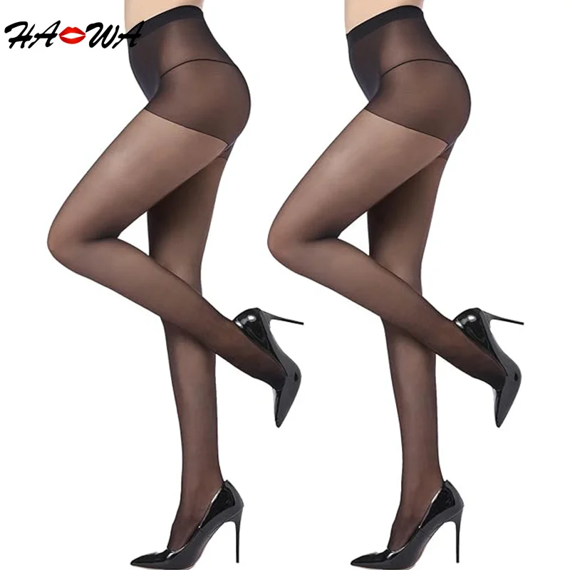 

HA WA 20D Ultra-thin Tight Stockings For Women Black Skin Sexy Nylon Super Elastic Pantyhose DIY Cut Graphic Design