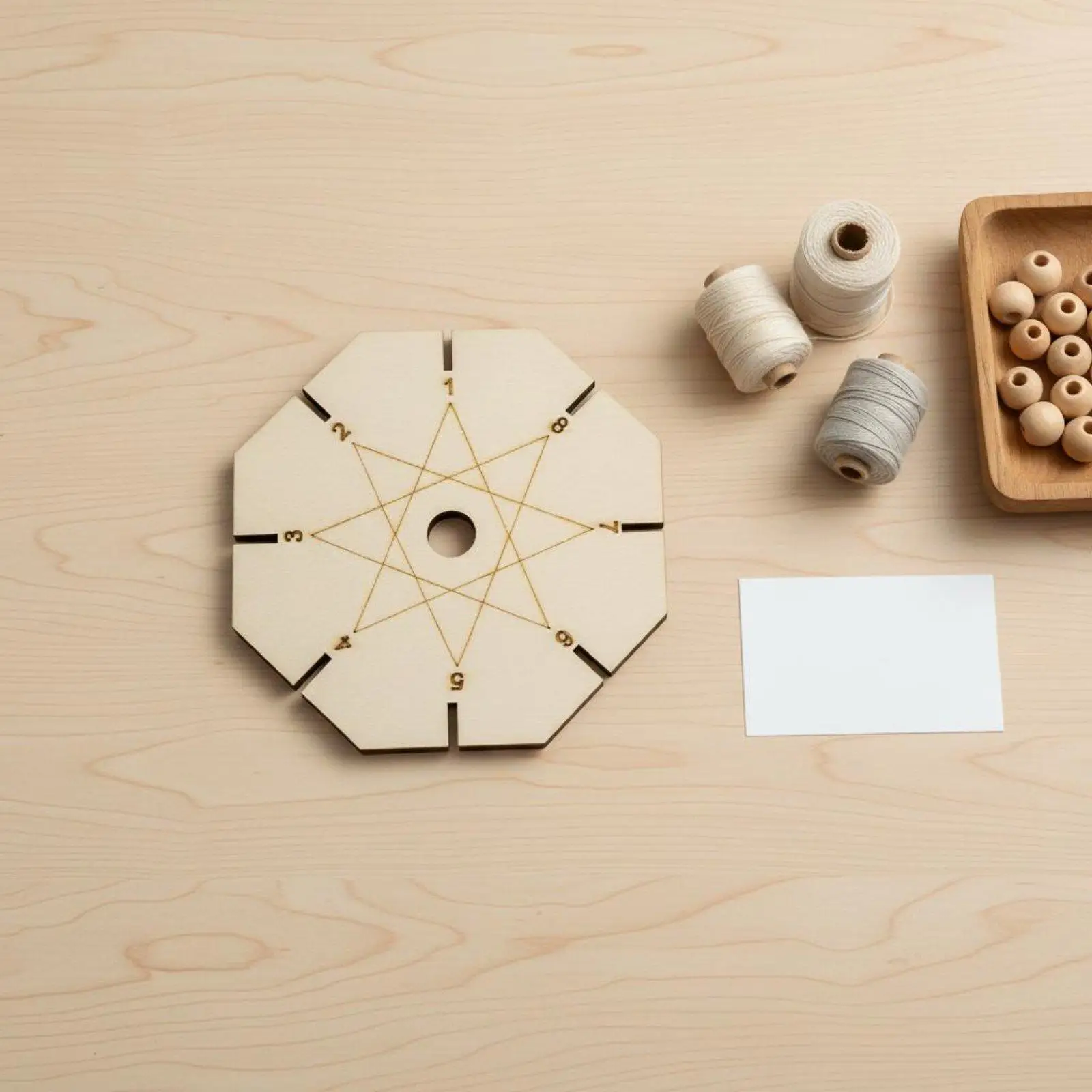 Round Boxwood Braiding Board Weaving Loom Disc for Friendship Bracelet and Decorative Cord DIY Craft Tool