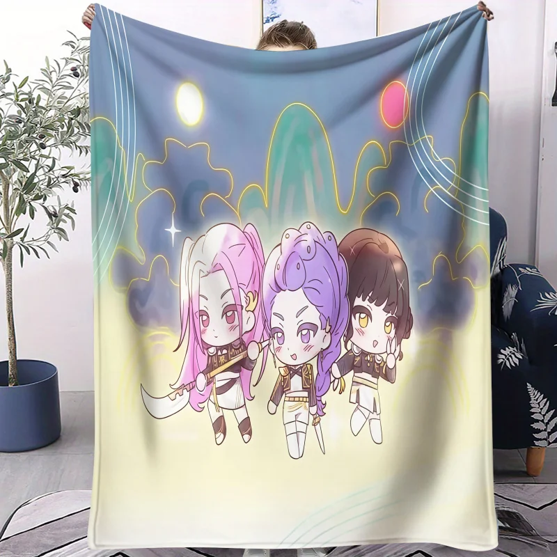 

K-Pop Devil Hunter Flannel Blanket Multifunctional Throw Blanket Suitable for Home, Outdoor, Travel, Camping Girls Boys Gifts