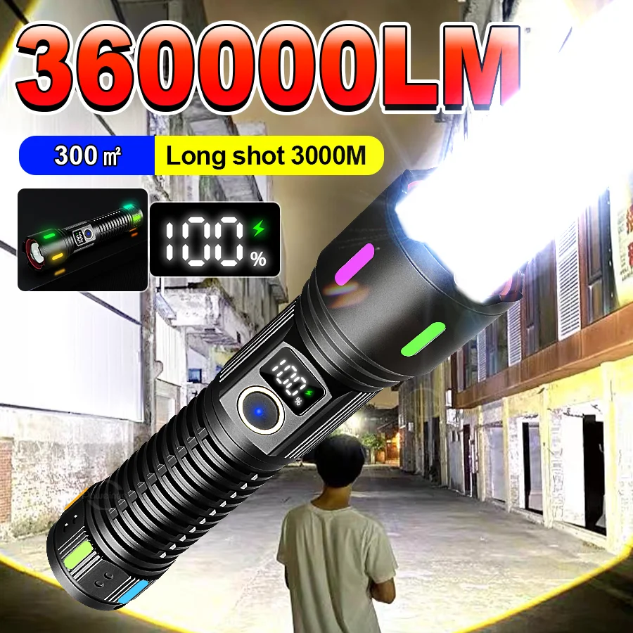 

Most Powerful Led Flashlights USB Rechargeable Flashlight Emergency Spotlights Long Range Tactical Torch Camping Hunting Lantern