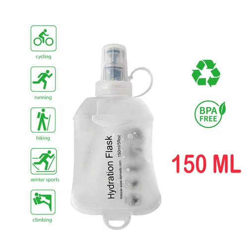Imagen 2 del producto AXEN 500ML 250ML 150ML botella de agua plegable blanca matraz suave plegable TPU para ciclismo correr Camping viajar