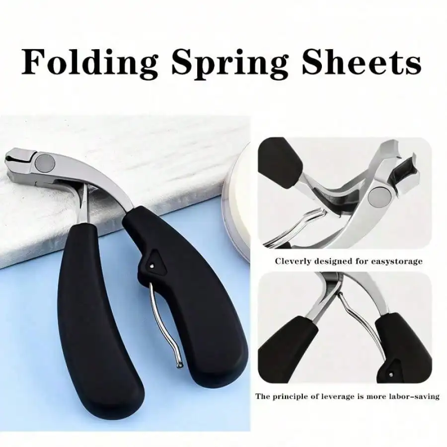 3X Stronger Stainless Steel Toenail Clipper Set - Wide Angle, Large Forearm Opening, Double-Cut, Curly, Splash-Proof Storage, Long Handle - For Thick/Ingrown Nails, Senior Footcare Gift, Home Pedicure Essential Suitable for both men and women 5