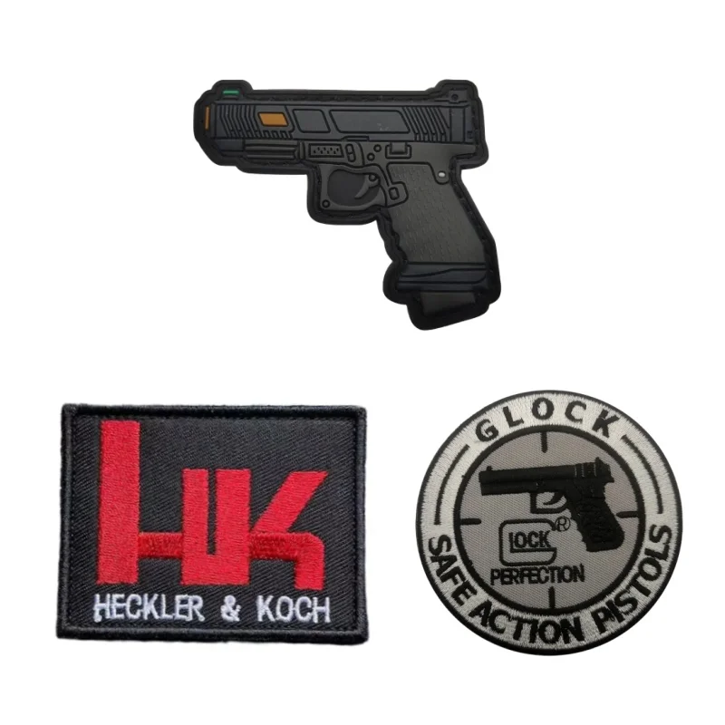 GLOCK HK Embroidered Hook&Loop Patches Tactical Armband Outdoor Equipment Backpack Hats Decorative Sticker