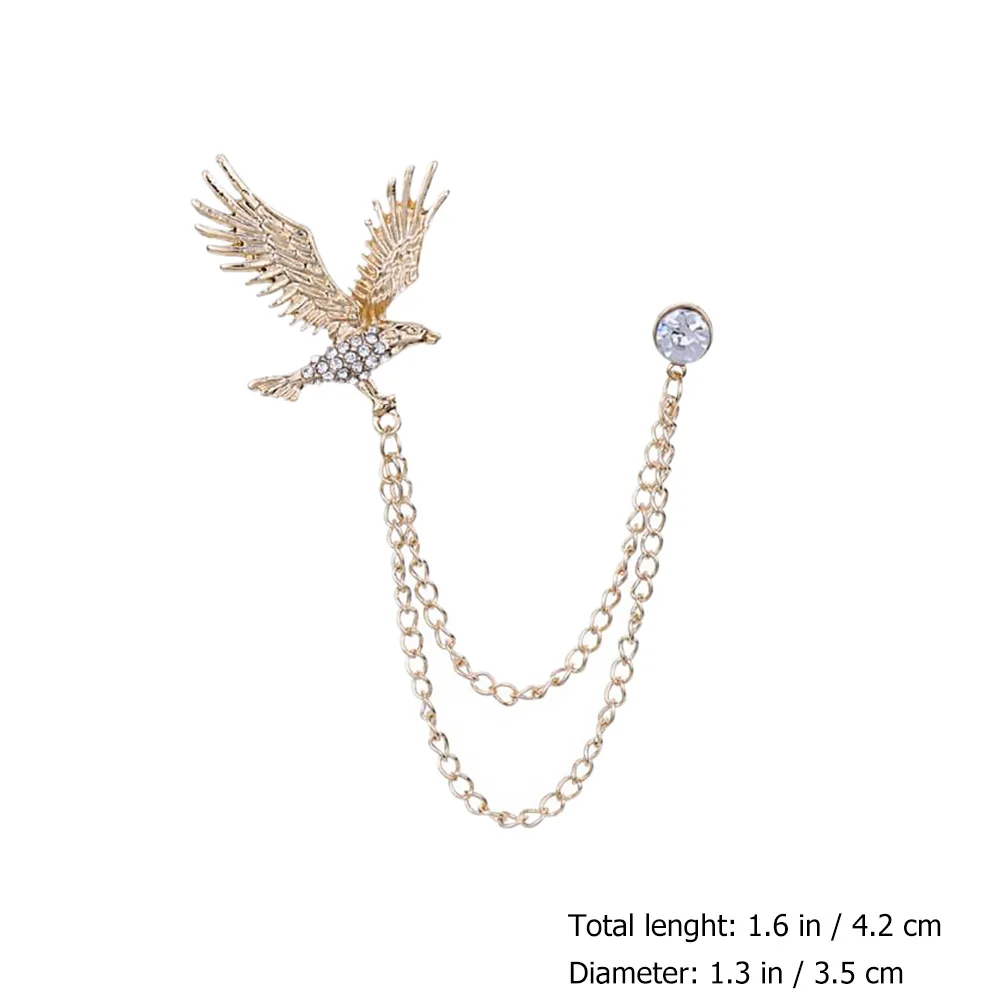 

2pcs Eagle Tassel Brooch Lightweight Shirt Chain High Quality Collar Pin Fashion Accessory Reusable Safe Environmental