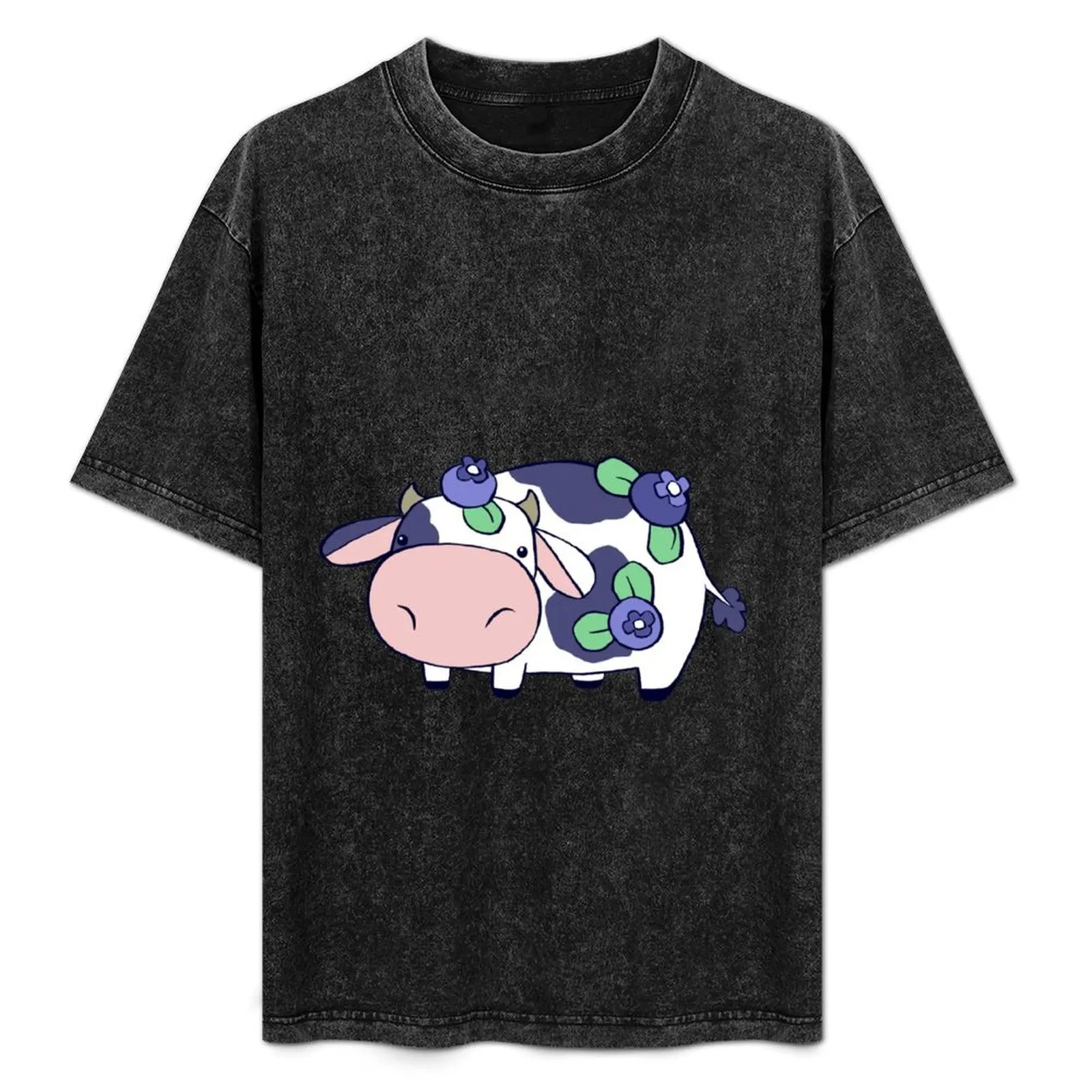 Blueberry Cow T-Shirt street wear essential t shirt boys whites vintage clothes mens cotton t shirts