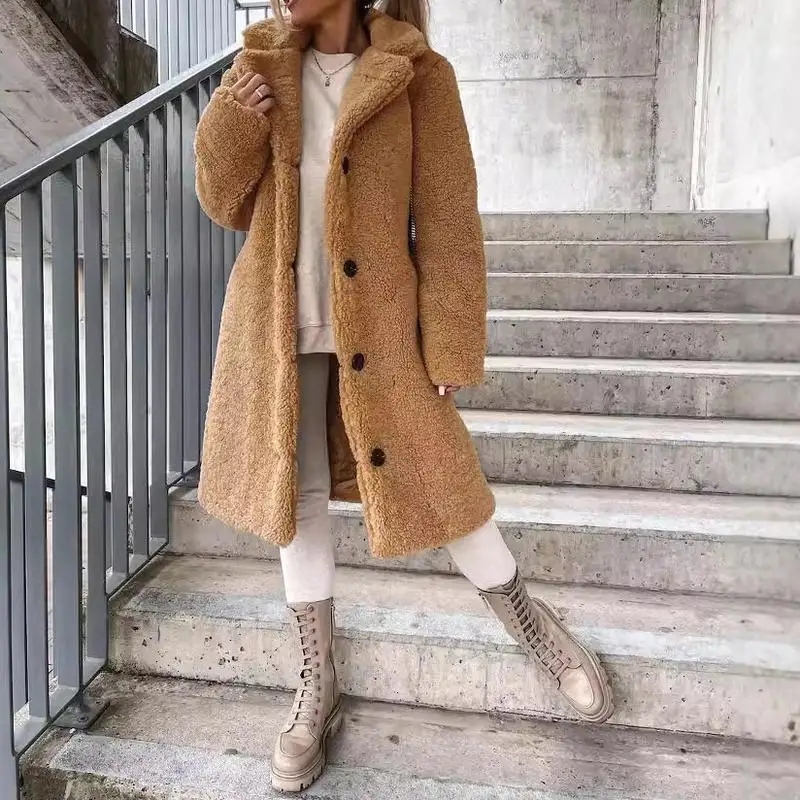 Women's Long Plush Coat Autumn Winter Sved Woolen Fur Jacket Mid-Year Fashion Soft Warm Coat without Brand Registration