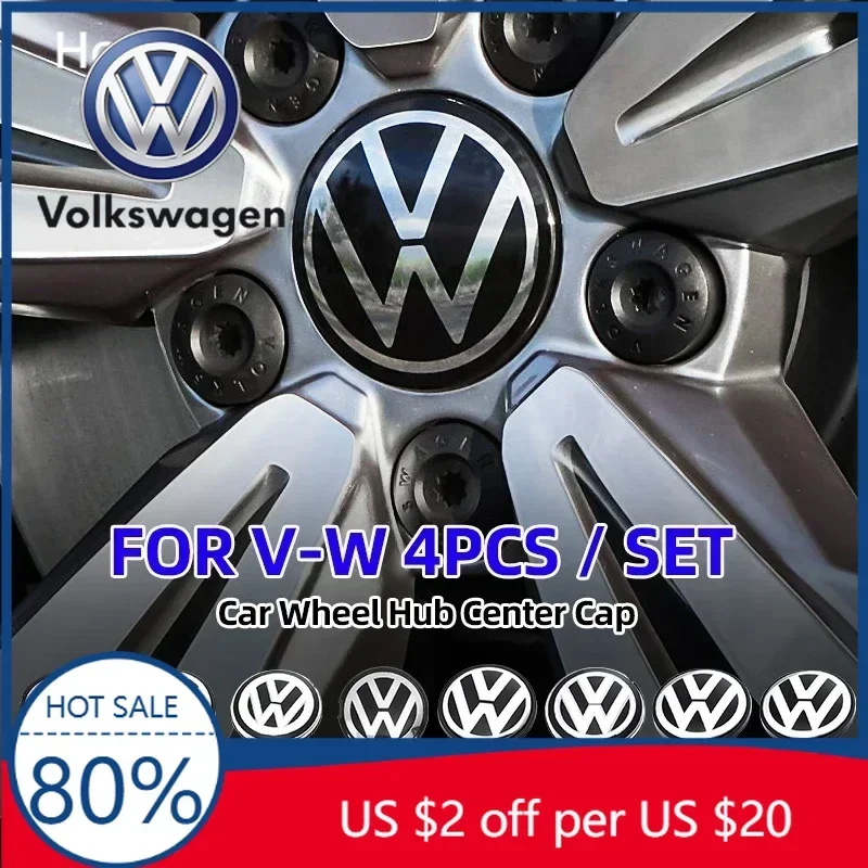 

For Volkswagen VW 4Pcs 56/65/66mm Car Wheel Center Hub Caps Cover Replacement Accessories For Volkswagen VW R GTI Golf 5 7 Caddy