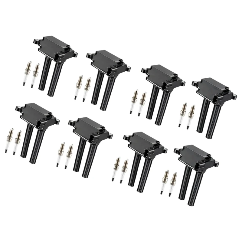 D5BE UF504 56029129AF Engine Ignition Coil Pack and Plugs Set with 8 Twin-Boot Units and 16 Plugs, Replaces