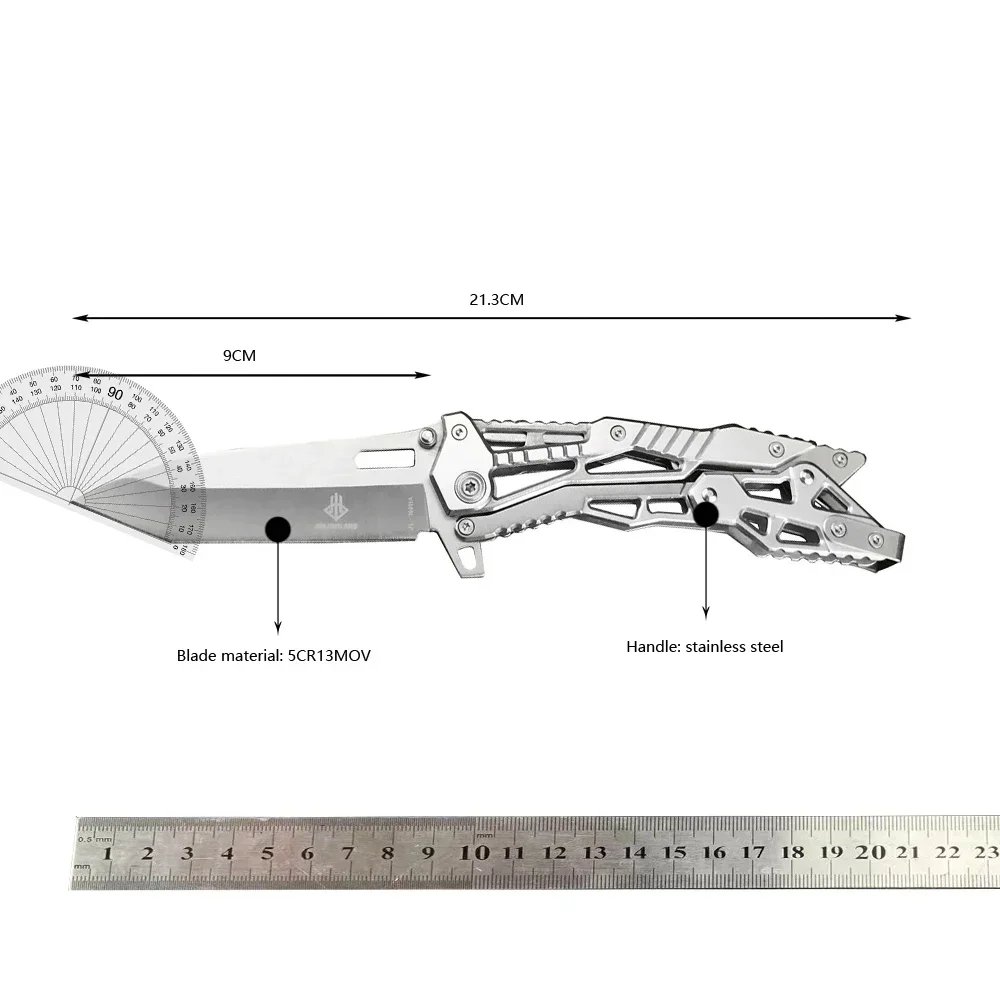 High Quality Mechanical Folding Pocket Knives Outdoor Survival Hunting EDC Tool with Clip 5CR13MOV Blade All Steel Handle