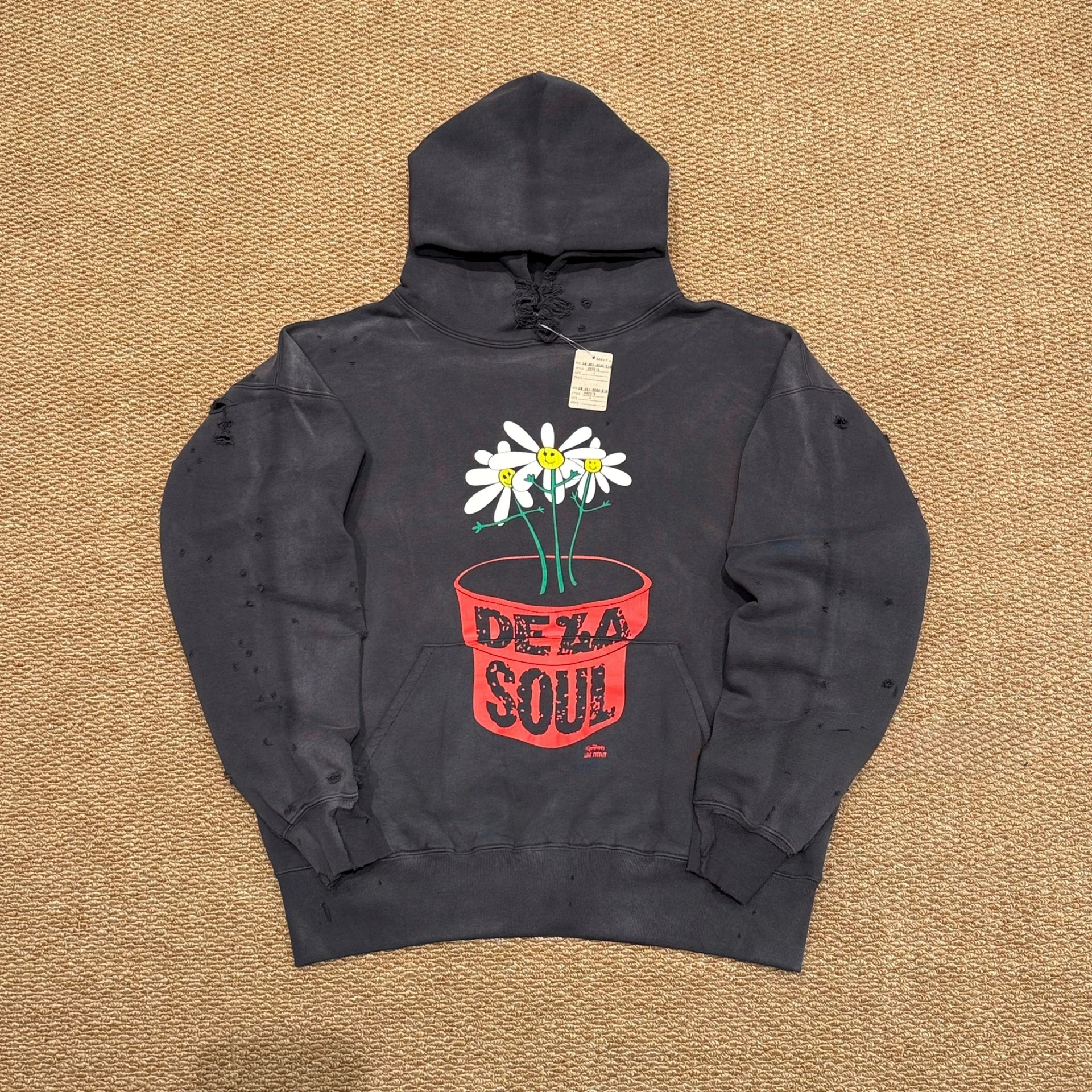 SMX6 Streetwear Sweatshirts Tops Hip Hop Make Old Damaged Hoody De La Soul Is Dead Printing Washing Hoodie for Men Clothing