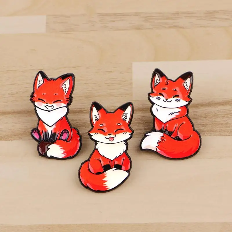 Cute Fox Enamel Pins Metal Brooch Backpack Hat Bag Collar Lapel Badges Jewelry Collection Gift