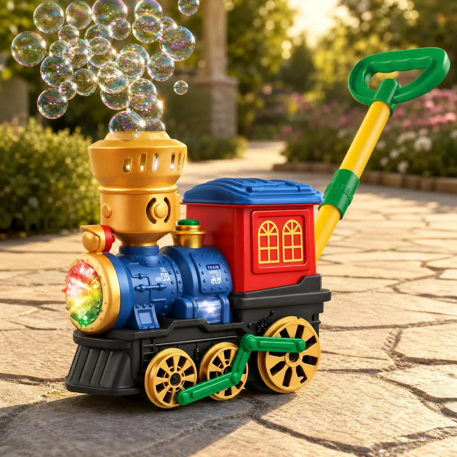 Childrens Bubble Making Push Toy Train with Automatic Bubble Machine Rechargeable Fun for Park Backyard