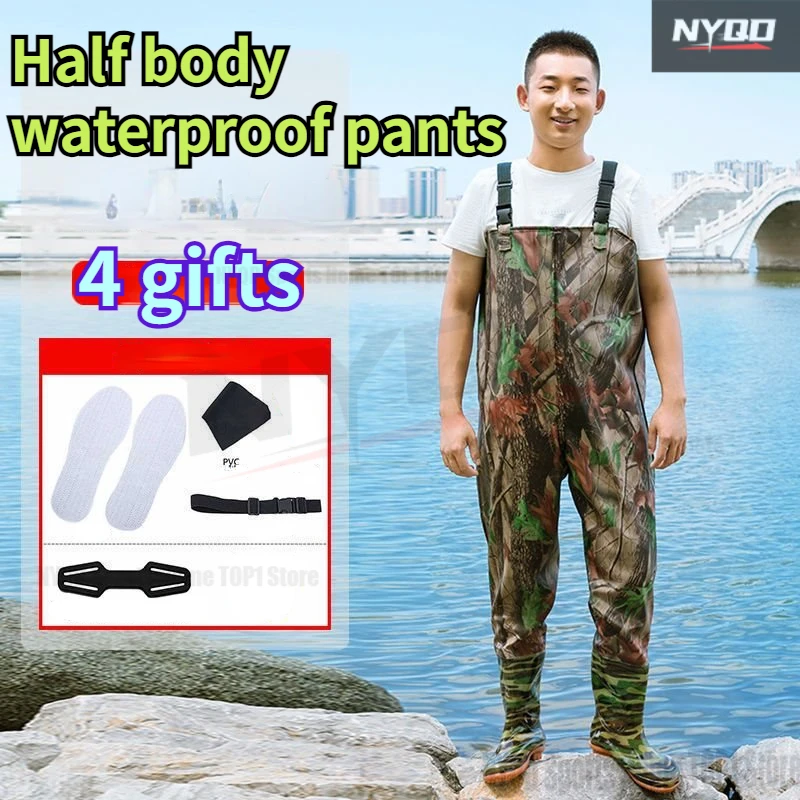 

Waterproof clothing drain pants men women half body wear-resistant pant fishing clothes thick fishing pants 낚시바지