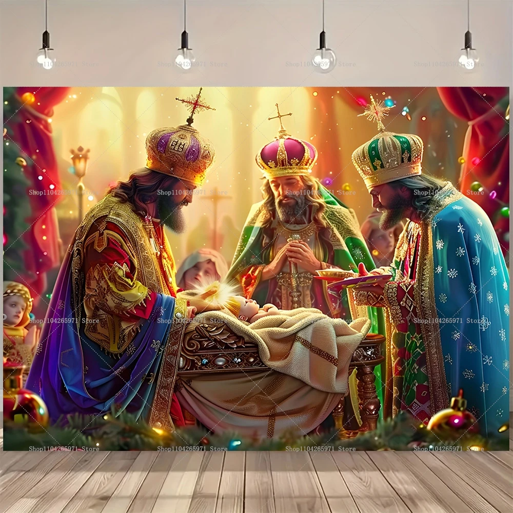 موضوع يوم الملوك الثلاث، كشف الرب يدرج مشهد ميلادنا النجمي والرجل الثلاث الحكماء، ديكور خلفية الدين