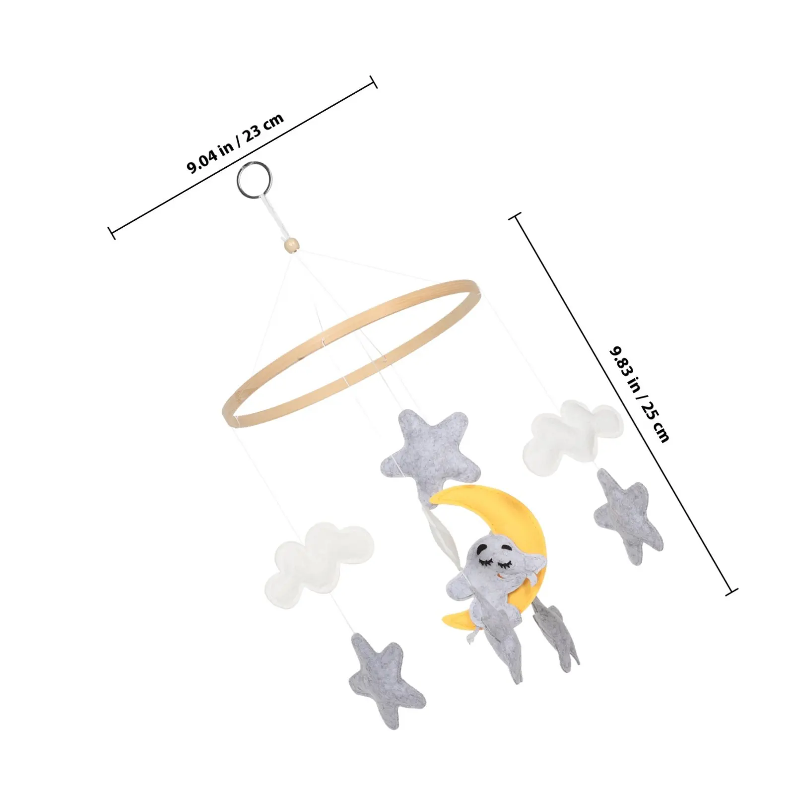 象のフェルト製ベビーベッドモバイル、動物と雲の装飾、ベビールーム用吊り下げベッドベル、新生児の睡眠を落ち着かせる感覚玩具