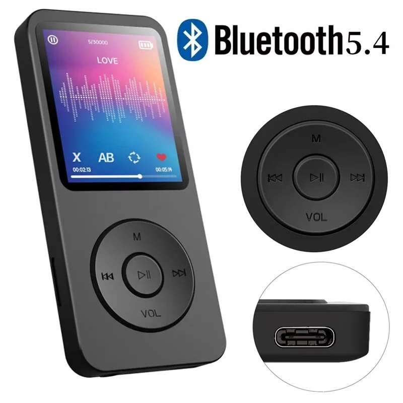 Przenośny odtwarzacz MP3 Walkman Bluetooth 5.4 z obsługą E-Book, nagrywania, radia FM, stereo, idealny dla studentów i sportowców. — 2