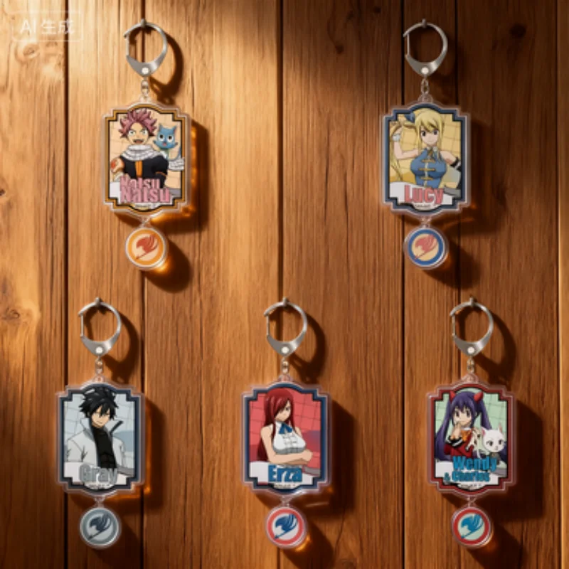 

Fairy Tail Keychain Acrylic key ring keychain HD Bag pendants anime souvenirs small ornaments collection Bag decoration