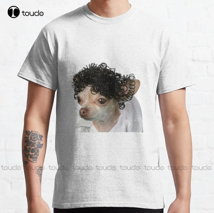 Dog With Wig Classic T-Shirt Graphic T-Shirts Breathable Cotton Funny Art Harajuku Streetwear Cartoon All Seasons Gd Hip Hop