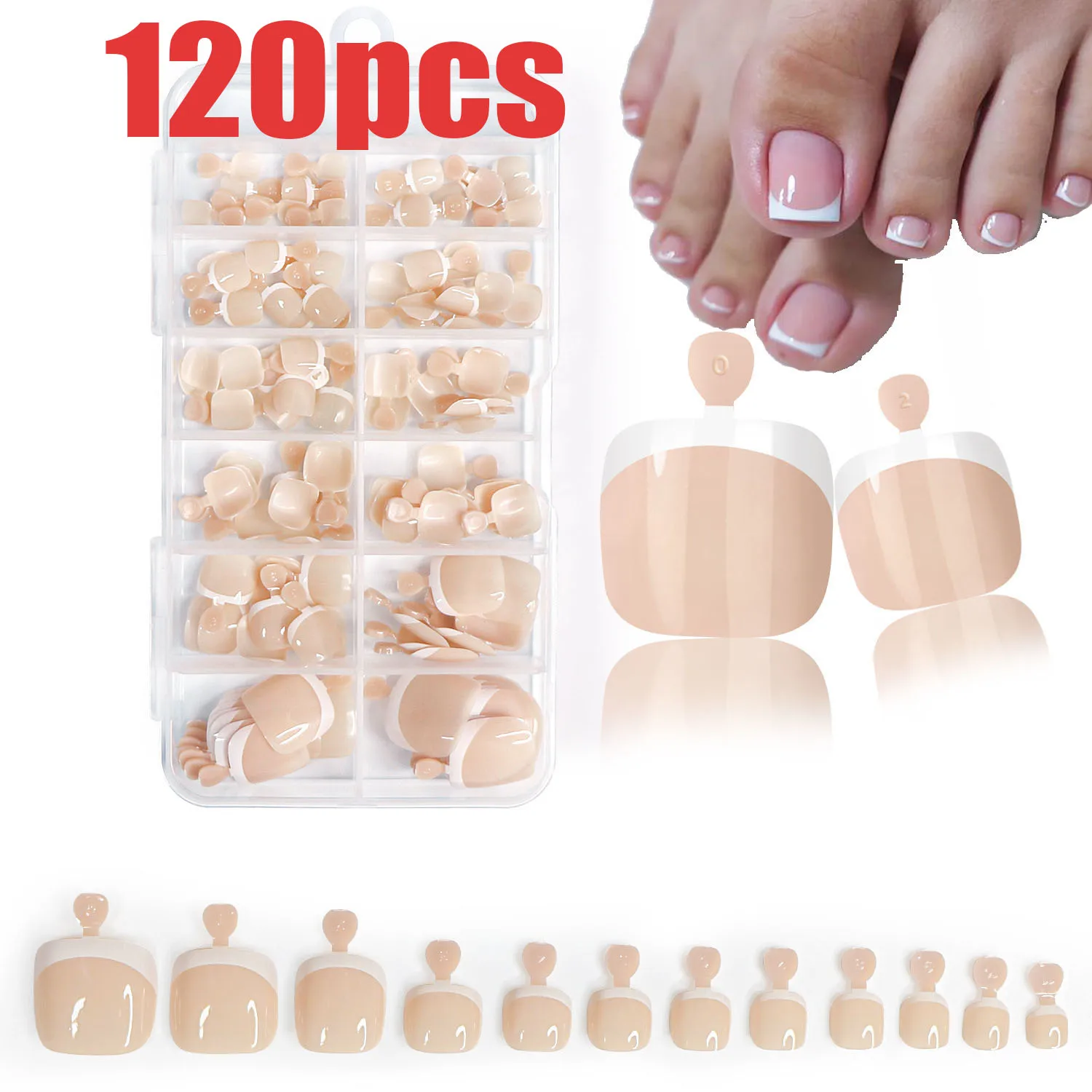 120/216Pcs-9Colors 혼합 흰색-프랑스어 가짜 발톱 발톱에 누르기 짧은 사각형 가짜 메일 누드/커피/브라운 아크릴 발톱