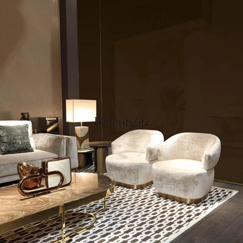 أريكة قماش فاخرة خفيفة كرسي ترفيهي صالون تجميل نادي الاستقبال كرسي فردي فني #3