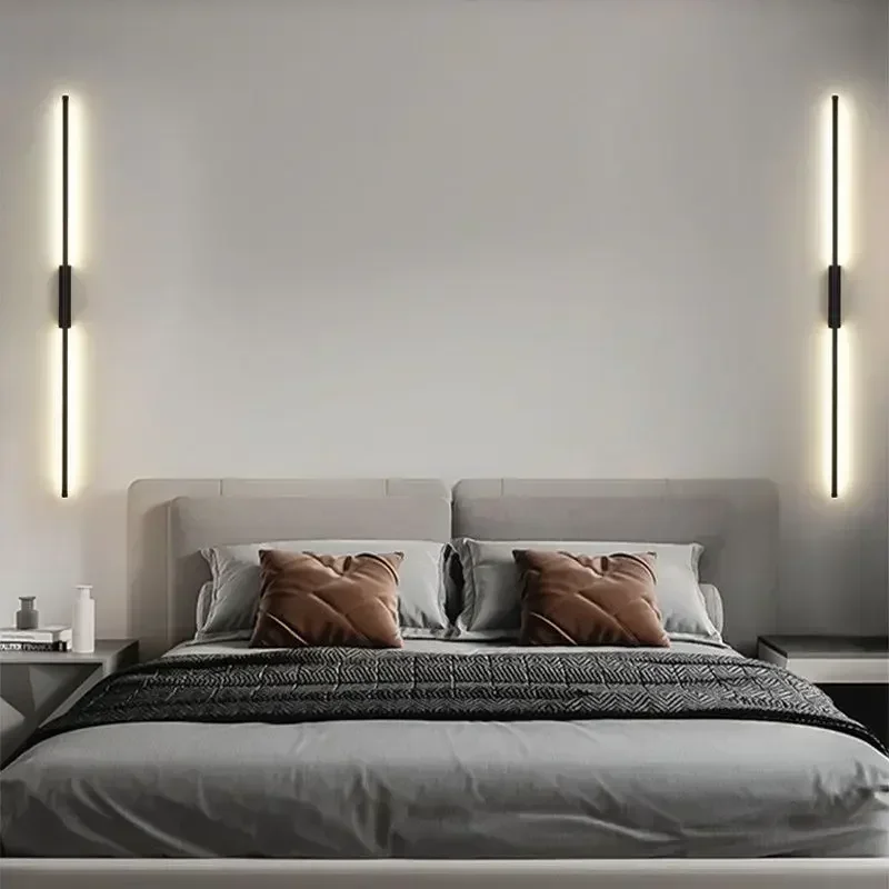 Imagem -05 - Nordic Minimalista Linhas Led Lâmpada de Parede para Decoração de Casa Luz Moderna para Quarto Sofá Fundo Sala de Estar Par Ac85265v