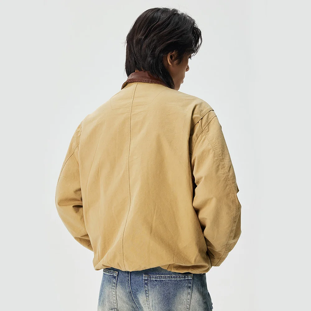 سترة قصيرة للرجال ملابس الشارع الكورية موضة فضفاضة غير رسمية بياقة لصق سترة زوجين معطف منفوخ ملابس خارجية Cityboy