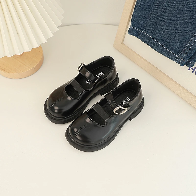 Girls Loafers Black UK Uniform School Shoes 2024 Spring Versatile Soft Breatheable Non-slip Children Casual Leather Shoes Chic