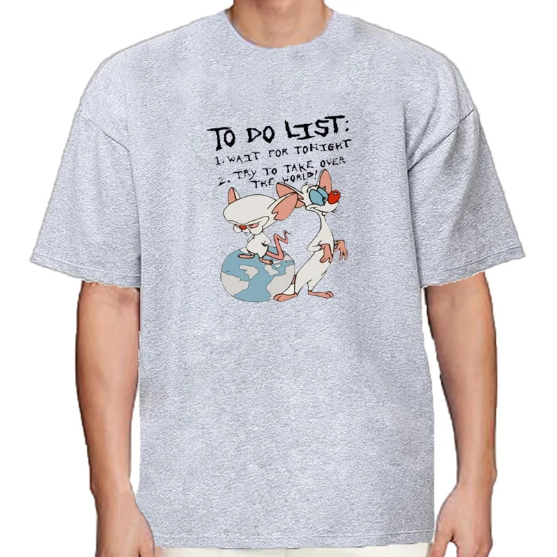 T-shirt à manches courtes PINKY AND THE BRAIN pour hommes, décontracté, à la mode, nouveau, 2024