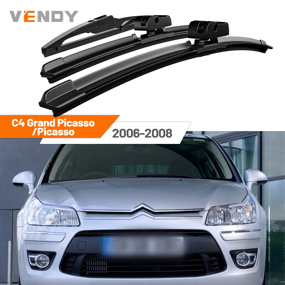 

For Citroen C4 Picasso Grand Picasso 2006-2008 2007 Front & Rear Windshield Wiper Blades Windscreen Wipers Set Accessories