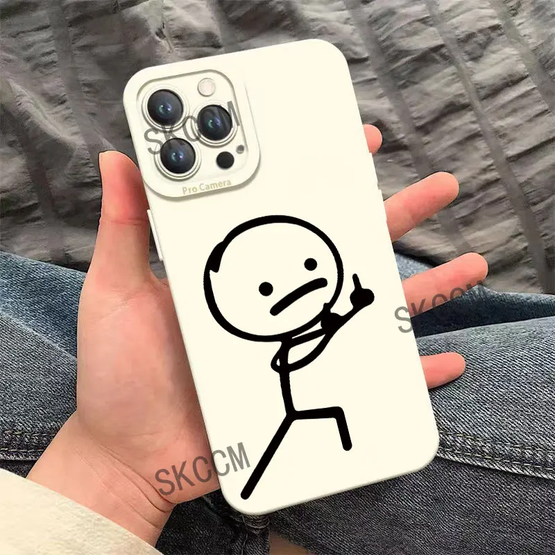 Cartoon Matchman middle finger Silicone Phone Case For iPhone 15 16 Pro Max 14 13 12 11 Pro MAX XR XS X 7 8 Plus Soft Back Cover