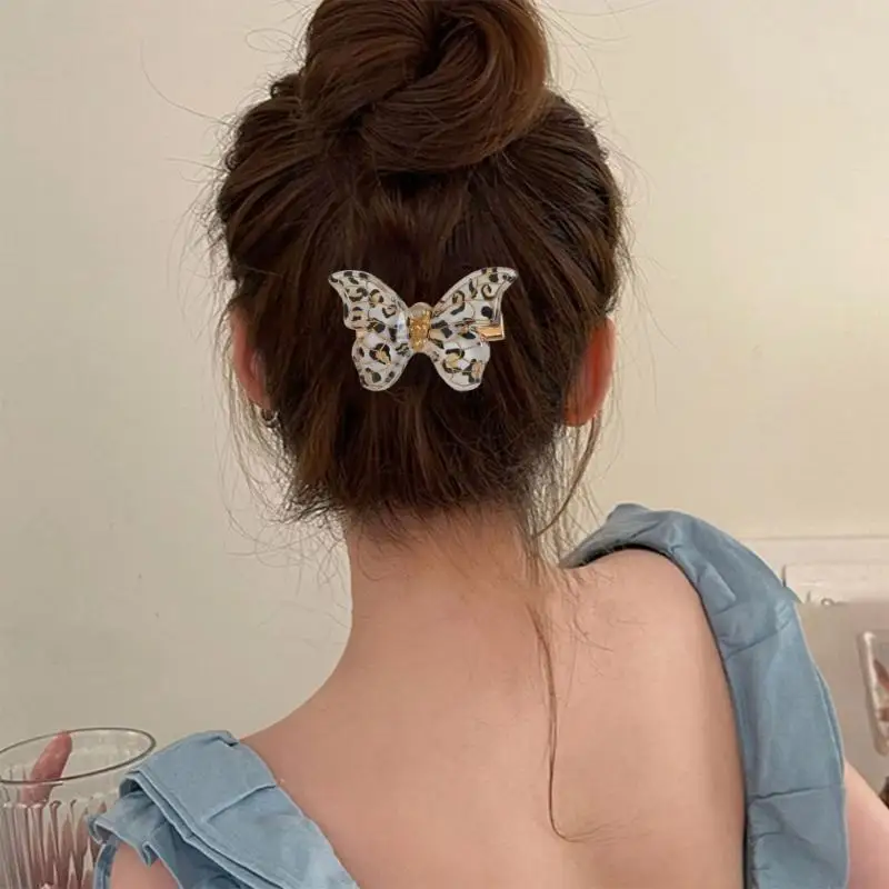 652F مشبك شعر على شكل فراشة الفهود مشبك شعر نسائي أنيق مشابك شعر أنيقة للحفلات والنزهات غير الرسمية