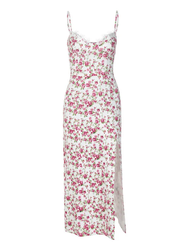 Estate 2025 Stampa floreale Cinturino asimmetrico Dr Faion Gonna a trapezio midi in morbido poliestere da donna Sle Koko Diva Brand