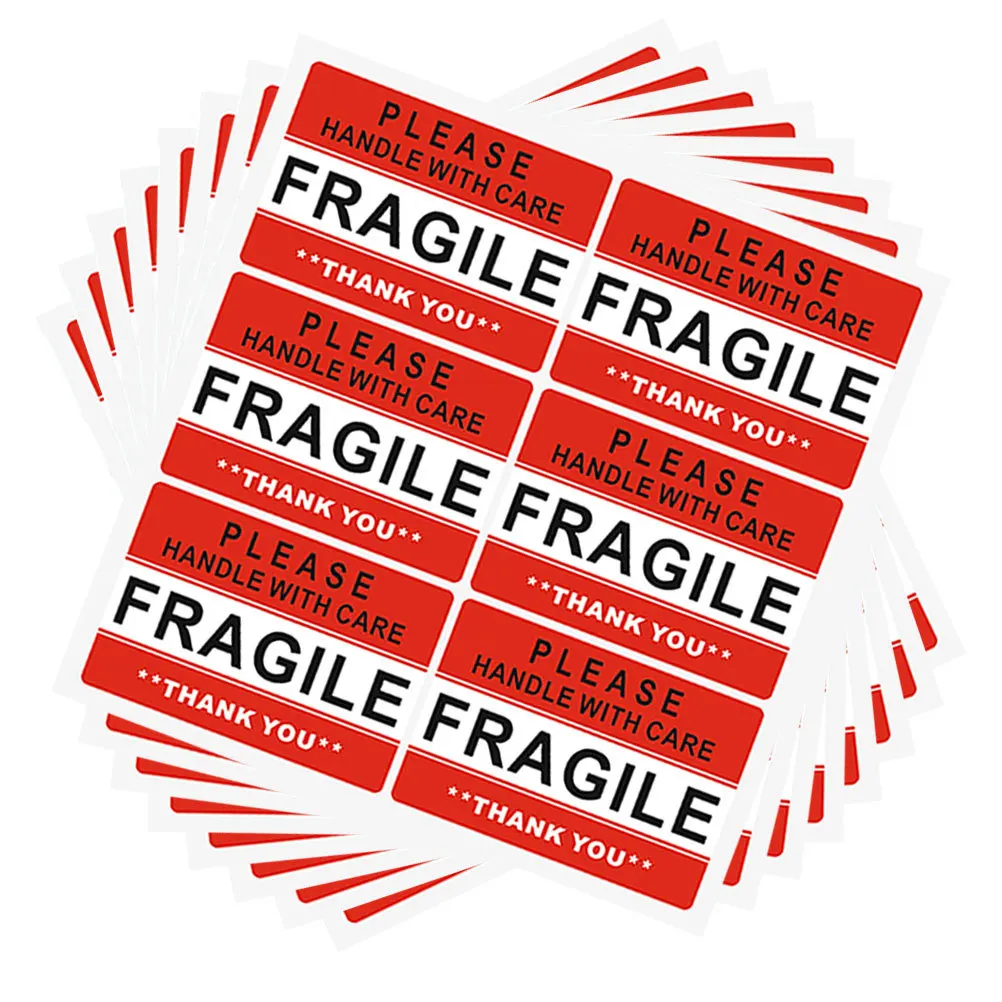 20 Sheets Fragile Warning Stickers Durable Self-Adhesive Shipping Labels Packing Caution for Glass Ceramics Electronics