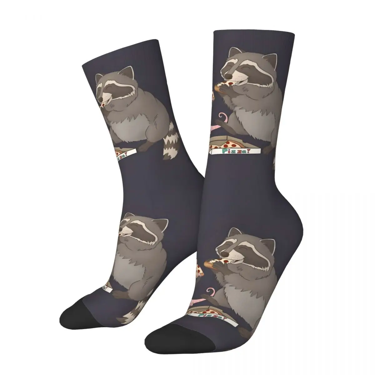 Possum And Raccoon Eating Pizza Kawaii Socks Shopping Cartoon Pattern Socks