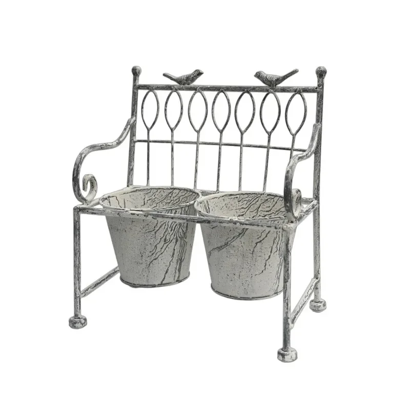 Wrought iron flower pot seat integrated French courtyard balcony garden decorative flower pot frame